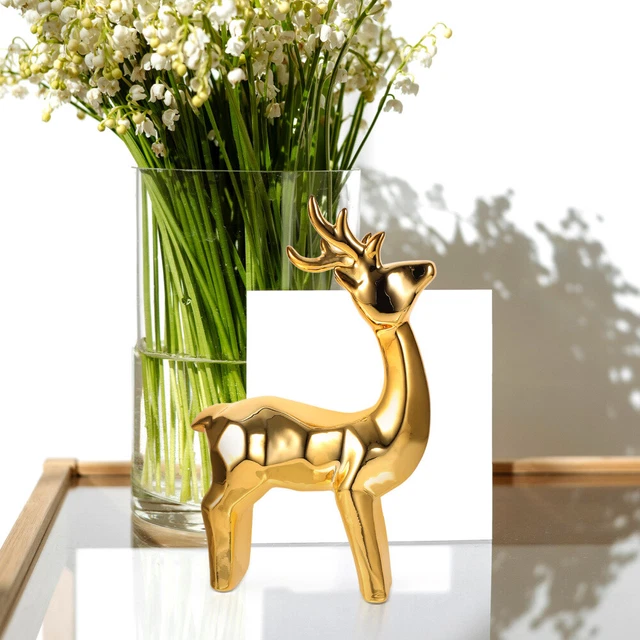 Set 4 Pezzi Cervi In Ceramica - Decorazione Per Casa, Soggiorno, Camera Da Letto, Regalo Elegante - Foto 4