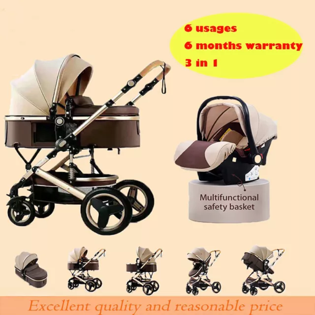 Baby Pram Travel System 10 in 1 Buggy Pushchair Infant Car Seat Toddler Bassinet