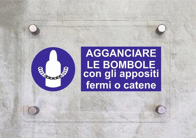 Cartello Segnaletico 'Agganciare Bombole' - Forex O Alluminio 20x31cm | Resistente Per Esterno E Interno - Foto 3