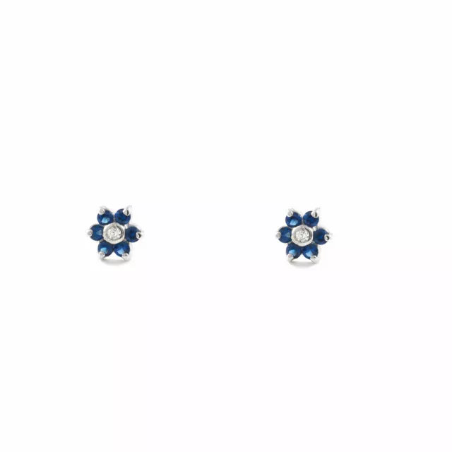 Pendientes Bebe o Niña Margarita 6 Petalos Zafiro Azul (8415P9K-OB-Zafiro)