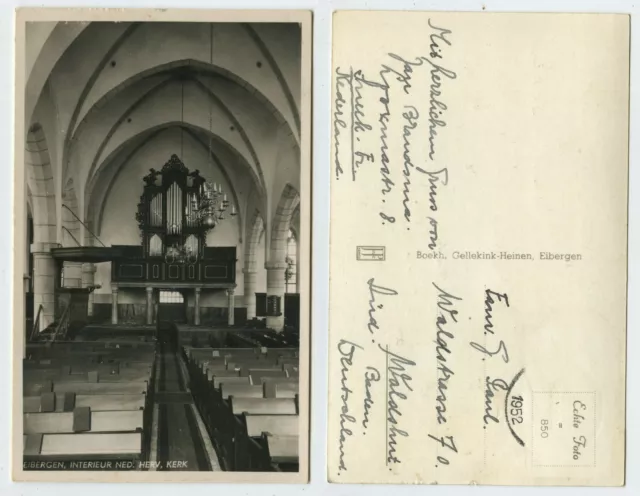 66077 - Eibergen - interior ned. Herv, Kerk - real photo - postcard, run 1952