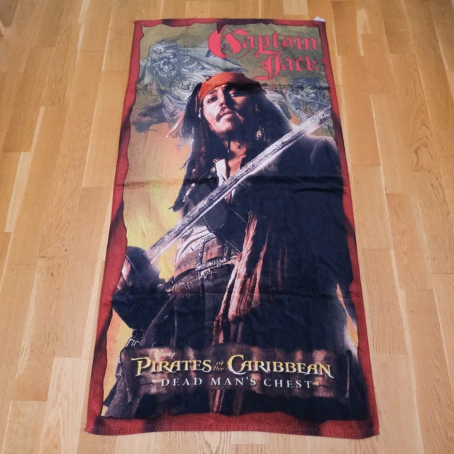 Asciugamano da spiaggia vintage Disney Store Pirati dei Caraibi Jack Sparrow Promo Y2K