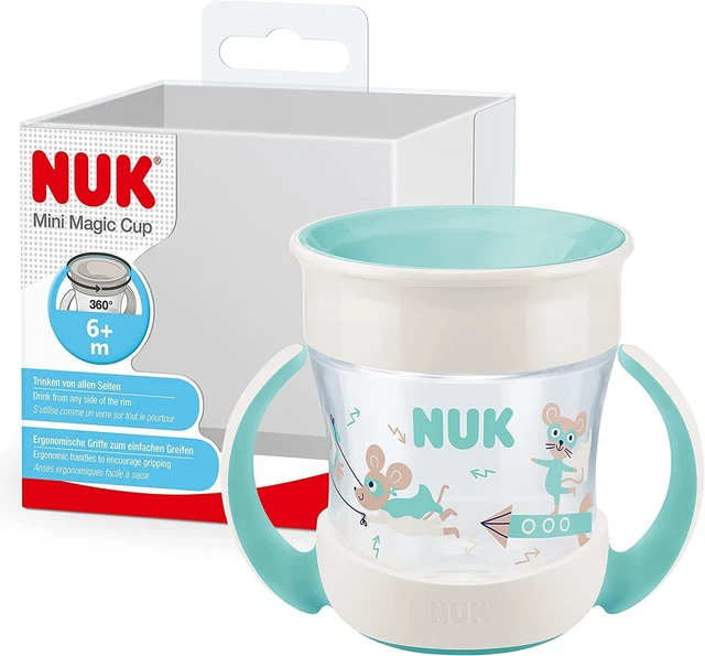 NUK Mini Magic Cup Sorppy Cup | Borde Antiderrame 360° | Más de 6 meses Manijas de Fácil Agarre