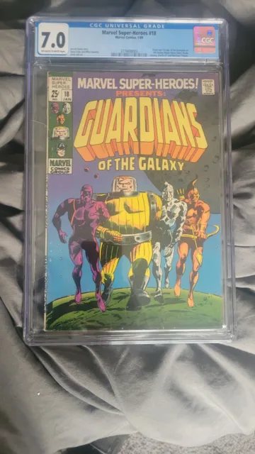 Marvel Super Heroes 18 CGC 7.0 White Pages 1st App Guardians of the Galaxy