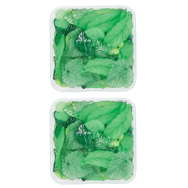 2 Boxes Blatt-Anhänger Grüne Blattperlen Ahornblatt-Charme Green