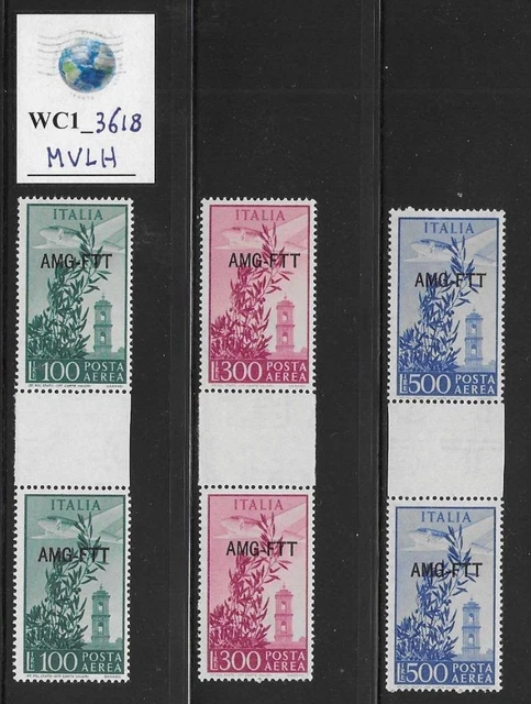 WC1_3618. TRIESTE FTT. Gutter pairs 100/300/500 L.1948 "DEM. & CAMP." air. MVLH