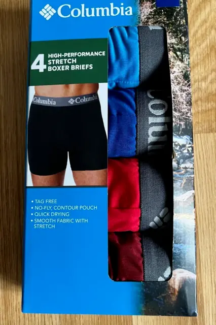 COLUMBIA MENS 4 Pack High Performance Stretch Boxer Briefs