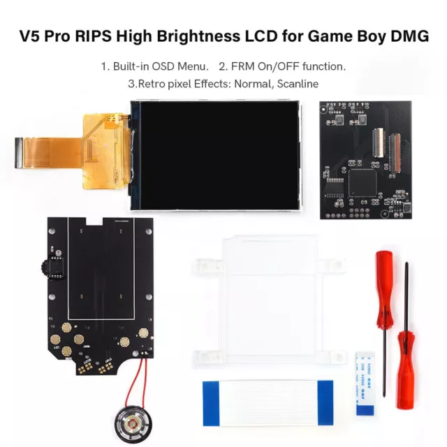 New V5 Pro OSD Menu Full Size RIPS Backlit LCD Kit Speaker+Shell Case For GB DMG 3