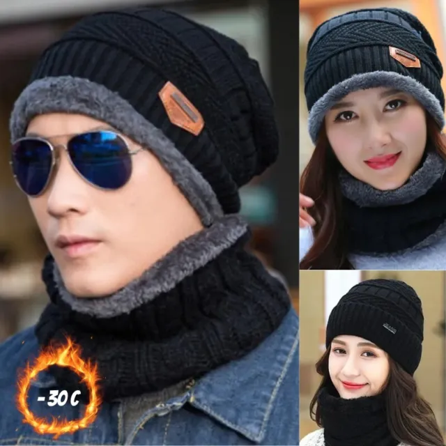 Mens Womens Winter Baggy Slouchy Knit Warm Beanie Hat and Scarf Ski Skull Cap