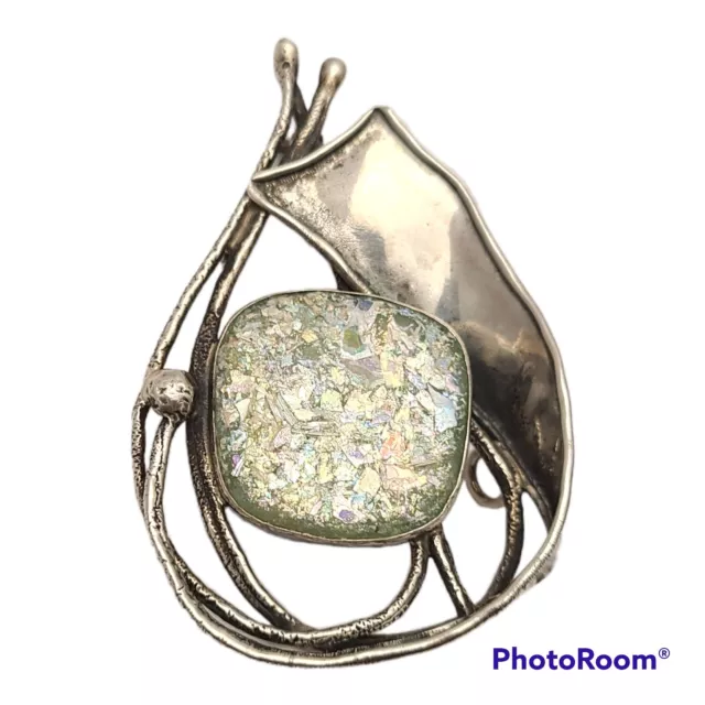 Avi Soffer "Ancient Jewelry" Sterling Silver & Roman Glass Brooch & Pendant