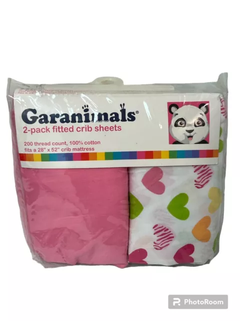 Garanimals 2 Pack Fitted Crib Sheets Floral and Bright Pink 100% Cotton