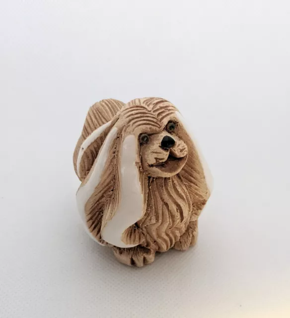 Artesania Rinconada Pekingese Dog Clay And Enamel Figurine, 2.5" tall