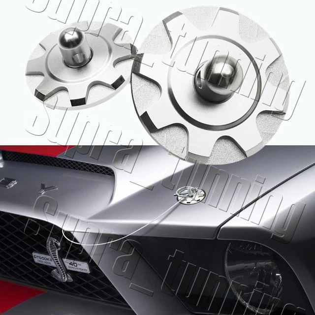 2x JDM Racing Aluminum Mount Hood Pin Pins Plate Bonnet Lock Kit Universal Decor