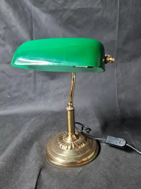 Bankers Lamp Art Deco Style Green Glass & Brass Table Light Desk Lamp z485