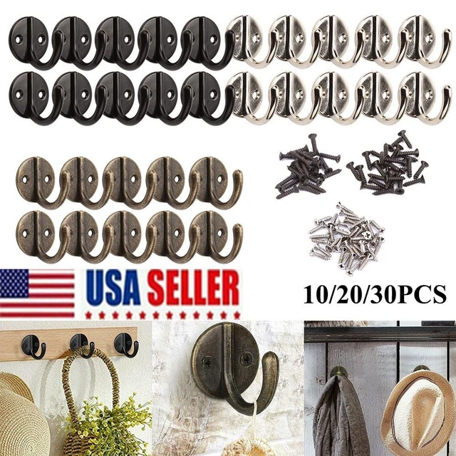 Lot Hanging Metal Single Hook Clothes Hat Coat Robe Wall Door Hangers Hooks US