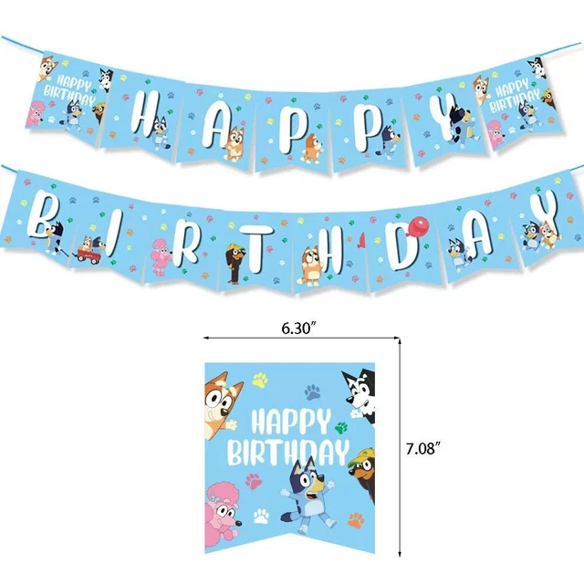 BLUEY BANNER FLAGS Bunting Chain Party Garlands Kids Birthday Party ...