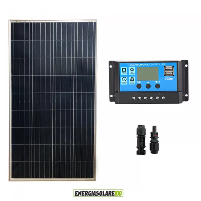 Kit placa panel solar 150W 12V Regulador de carga PWM 10A caravana islado