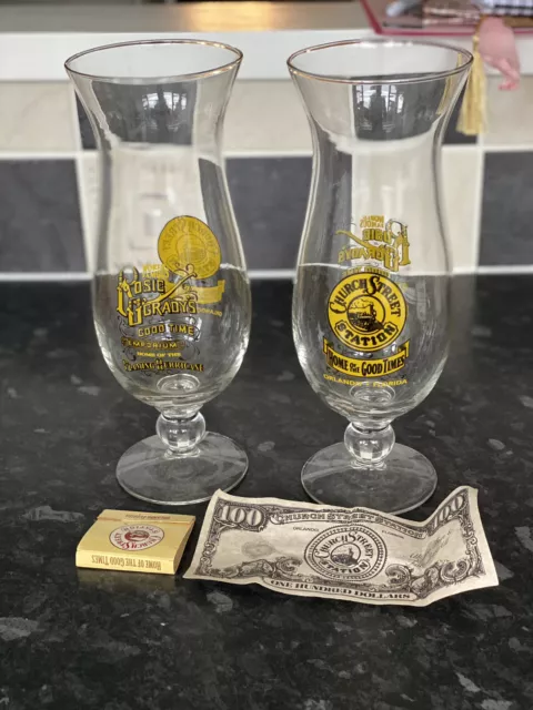Rosie O’Gradys Good Time Emporium 2 x Flaming Hurricane Glasses - FREE UK P&P