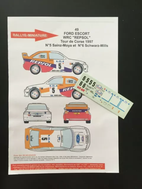 Decals 1/43 Ford Escort Cosworth Wrc Sainz Tour Corse 1997 Rally Rally Repsol