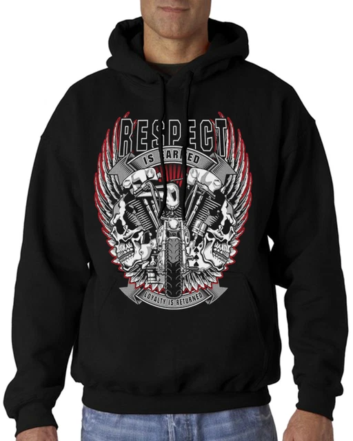 Felpa con cappuccio da uomo Velocitee Respect Is Earned slogan moto biker A22685