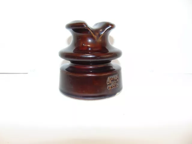 Vintage Brown Ceramic Insulator Marked Locke 77 Usa