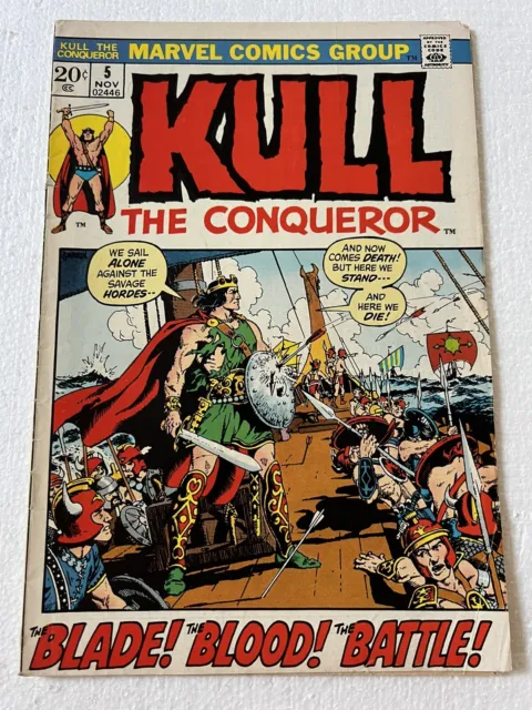 Kull the Conqueror 5  Marvel Comics 1972  VG  4.0 - 4.5  Detached Top Staple