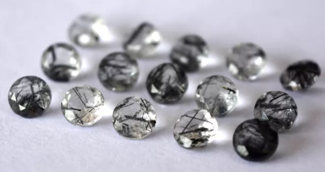 10 pc lot Of Natural Black Rutile Quartz Round Cut 4mm to 8mm AAA Quality