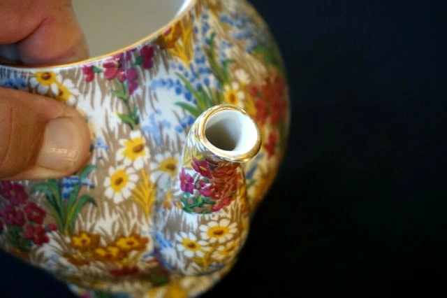 Beautiful Royal Winton Grimwades Chintz Marguerite Gold Teapot 4