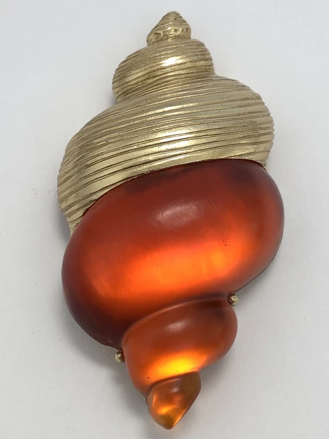 BROCHÉ VINTAGE Dorée - Perles Ambre & Strass - Très Grosse Et Sublime - Rare
