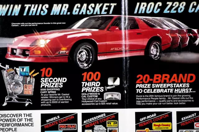 1986 Chevrolet Camaro IROC Z 28 Vintage Mr. Gaskets Original Print Ad 2 Page