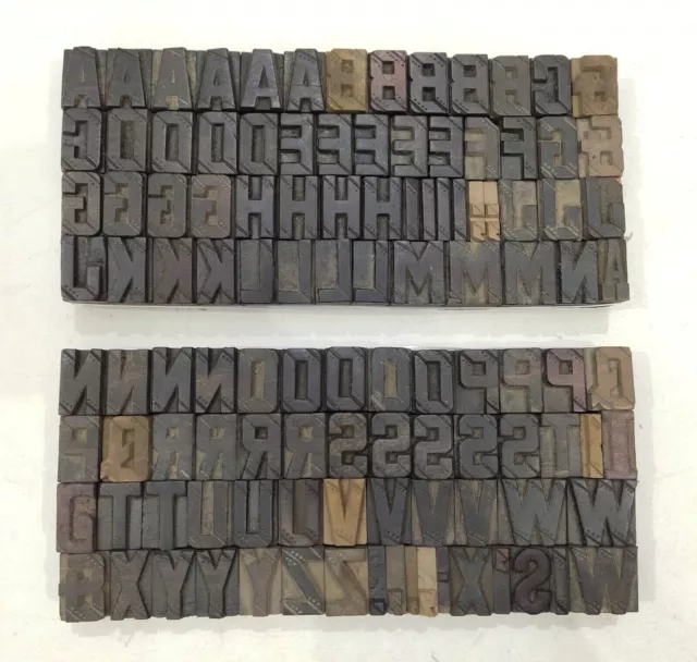 Vintage Letterpress wood/wooden printing type block typography 113pc 25mm#TP-254 2