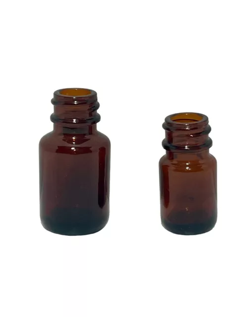 Vintage Amber Glass Apothecary Medicine Bottle No Lid Set Of Two Different Size