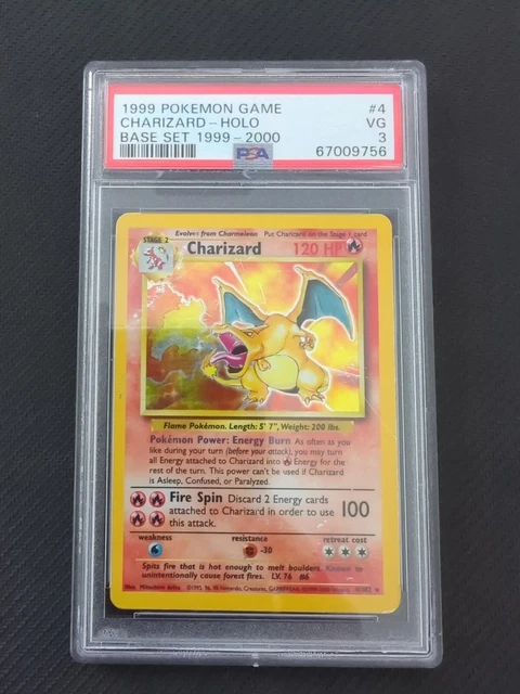 Charizard 4/102 Base Set 4th Print 1999-2000  Pokemon PSA 3