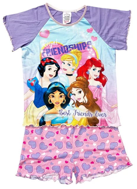 Girls Disney Princesses Short Pyjamas Snow White Ariel Belle 2 3 4 5 6 Years NEW