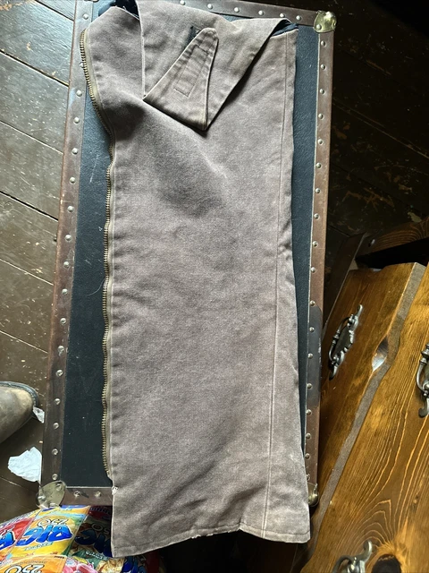 VINTAGE ROGUE Leather Co Brown Sides Talon Zipper Chaps Equestrian Horse Riding