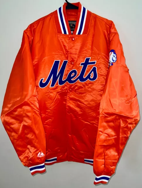 Vintage Mlb New York Mets Majestic Cooperstown Orange Satin Jacket Sz M *Nwot*