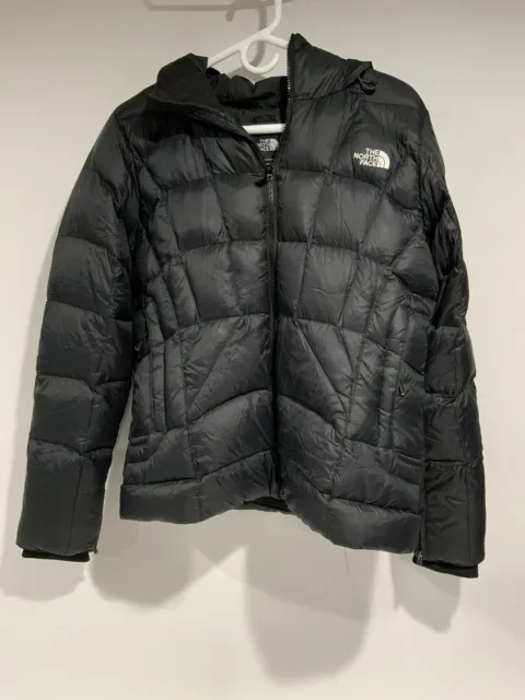 Women’s North Face Sz L Black 550 Goose Down Hooded Ski Jacket Coat
