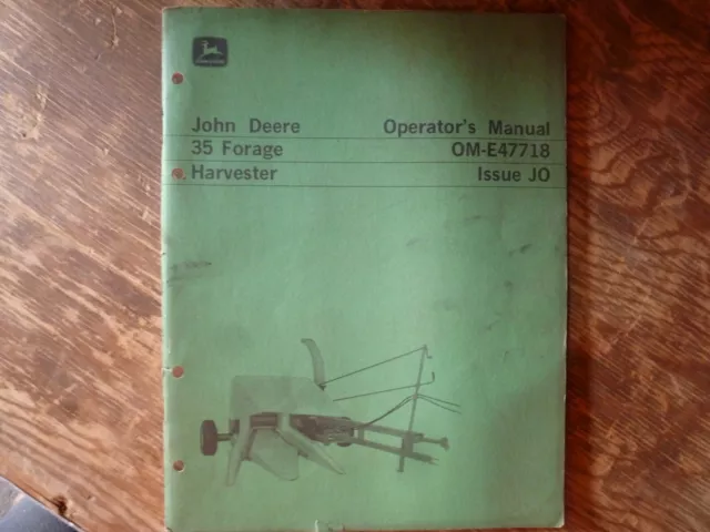 John Deere 35 Forage Harvester Owner Operator Maintenance Manual OM-E47718