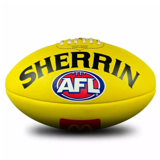 Sherrin AFL Replica Leather Training Ball Football Size 2 In Yellow