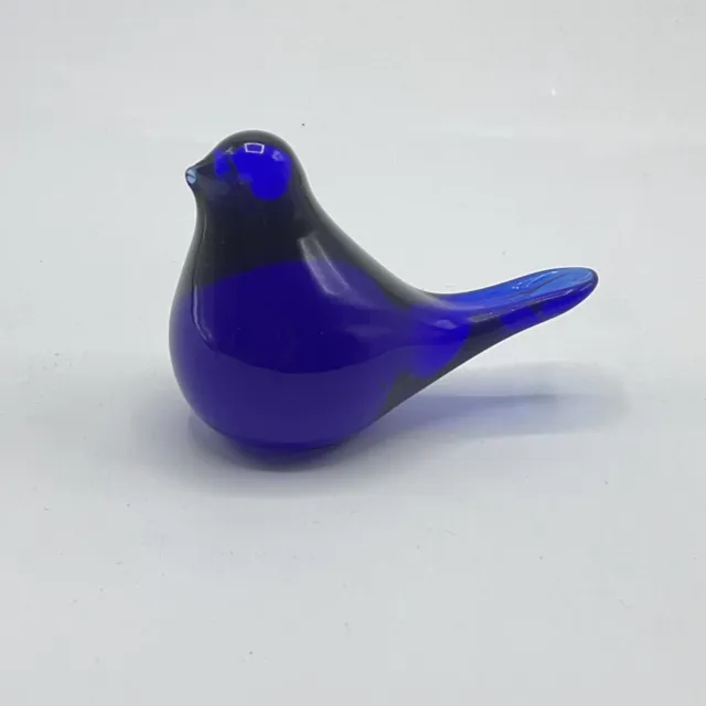Vintage Cobalt Blue Art Glass Bird Figurine Paperweight Small