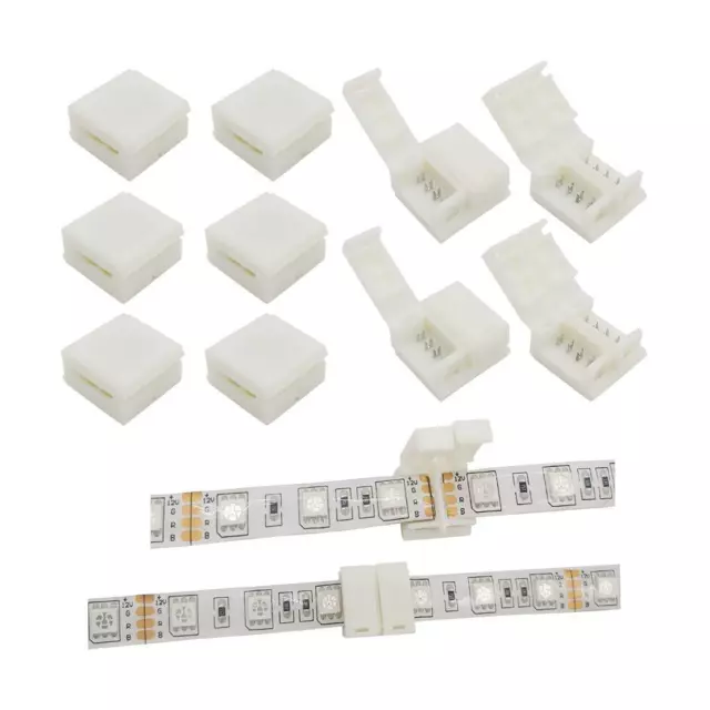 LED Strip Solderless Connector Adaptor for 10mm Wide 5050 RGB Waterproof Led ...