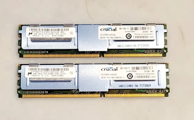 8GB (2x4GB) Micron MT36HTF51272FZ-667H1D6 PC2-5300F DDR2 ECC Server Memory RAM