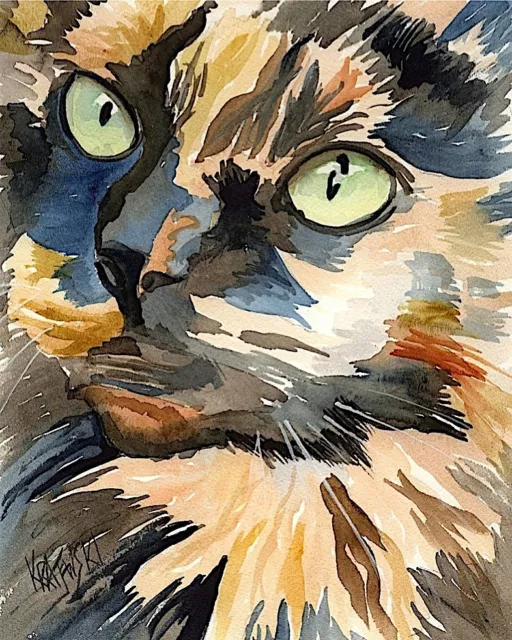 Calico Cat Gifts | Cat Art Print from Painting | Poster, Picture, Mom, Dad 11x14