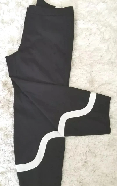 Alfani Womens Size 22W Plus Ponte Colorblock Ankle Pants Black