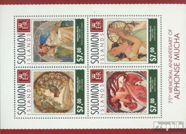 Salomoninseln 2537-2540 Feuille miniature neuf 2014 alfons Mucha