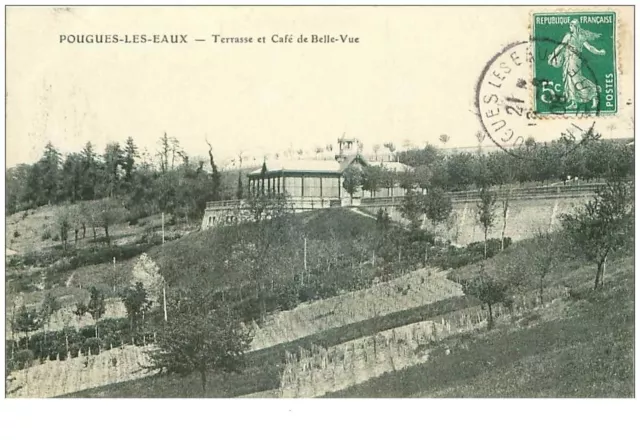 58.POUGUES LES EAUX.n°22746.TERRASSE ET CAFE DE BELLE VUE