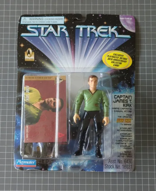 Playmates Star Trek Captain James T Kirk 30th Anniversary Figure + Card 1996 MOC