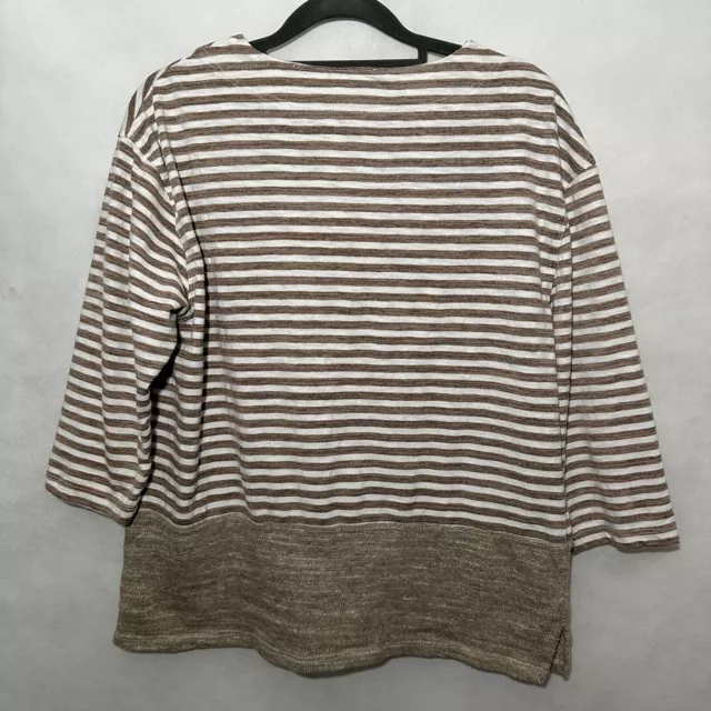 Womens Onque Casual 3/4 Sleeve Top Striped Size Medium 2