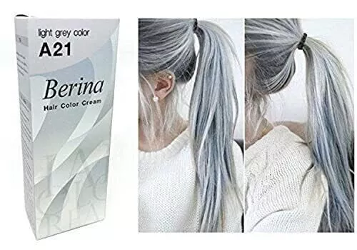 Berina A21 Gris Clair Argent Teinture Permanente pour Cheveux Crème Unisexe...