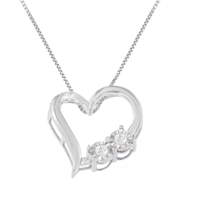 1/10 Carat Diamond Heart Pendant Necklace in 925 Sterling Silver